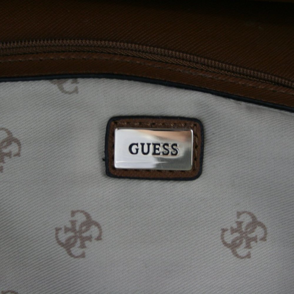 Guess Brown Faux Leather Shoulder Bag w/ Removable Wide Shoulder Strap EUC - Picture 13 of 15